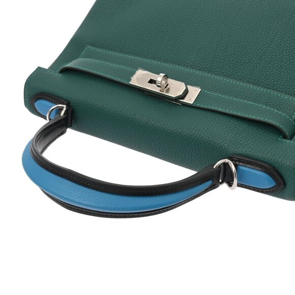 HERMES Kelly 28 O-Pass Inner Stitch 2WAY Malachite/Bleu zanzibar - Picture 3 of 12